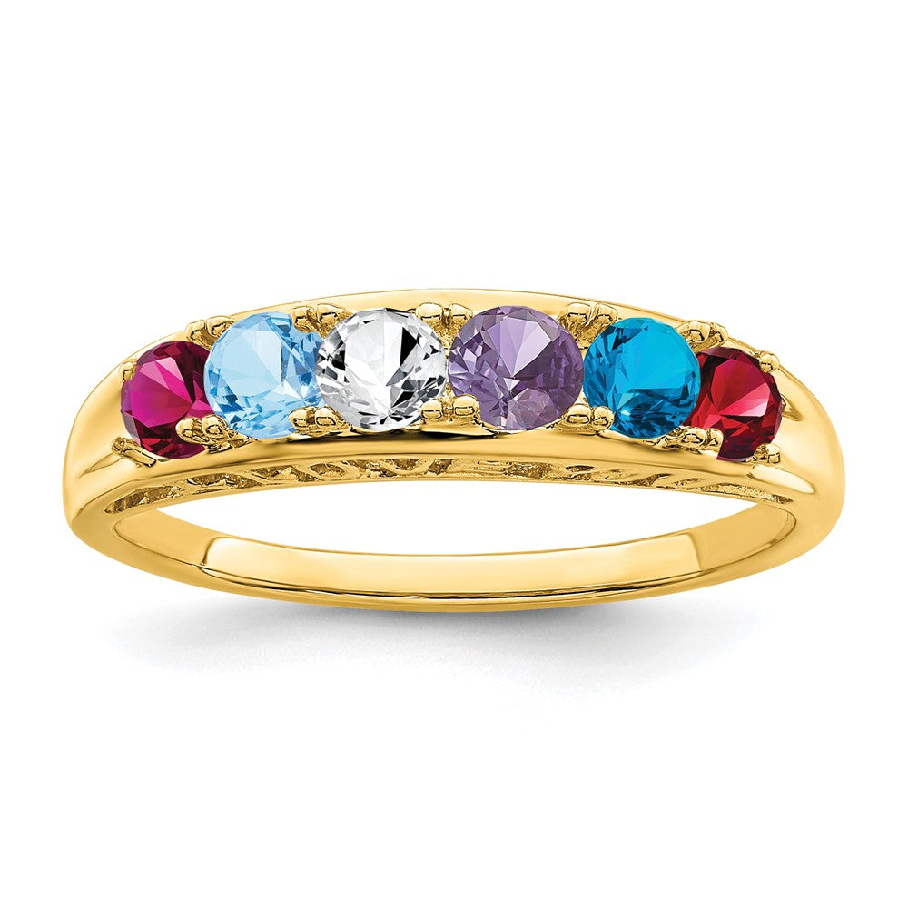 14k Synthetic Family Jewelry Ring