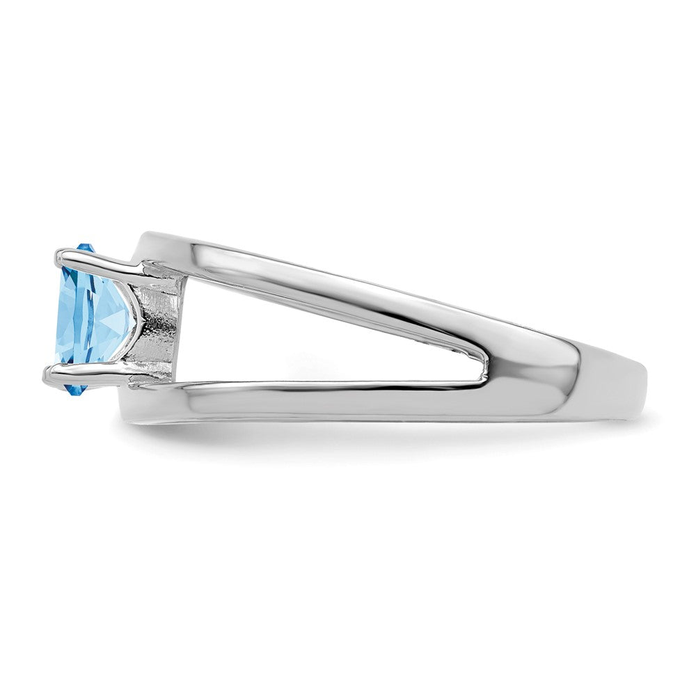 Sterling Silver Rhodium-plated Synthetic 2 Stone Mother's Ring