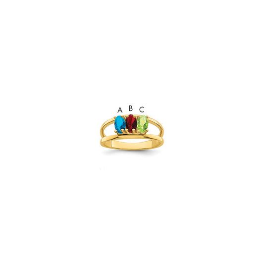 14k Genuine 3 Stone Mother's Ring