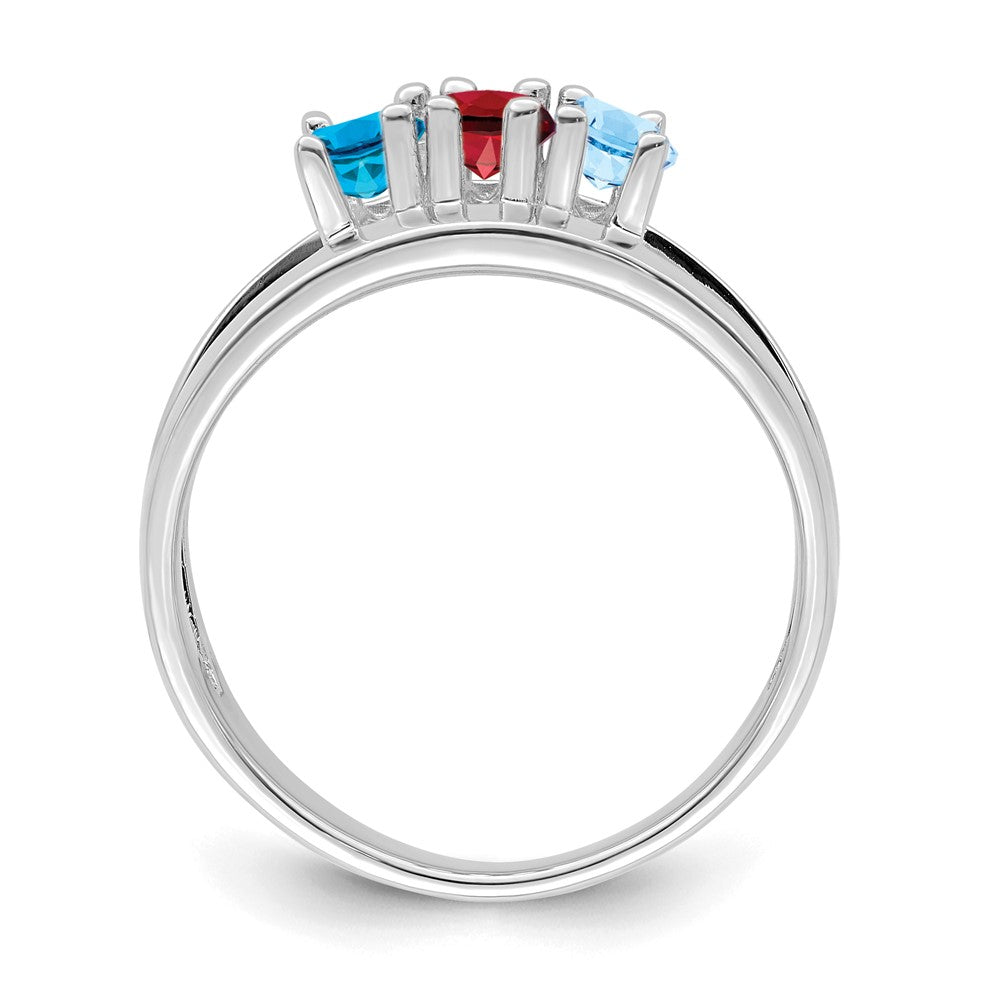 14k White Gold Genuine 3 Stone Mother's Ring