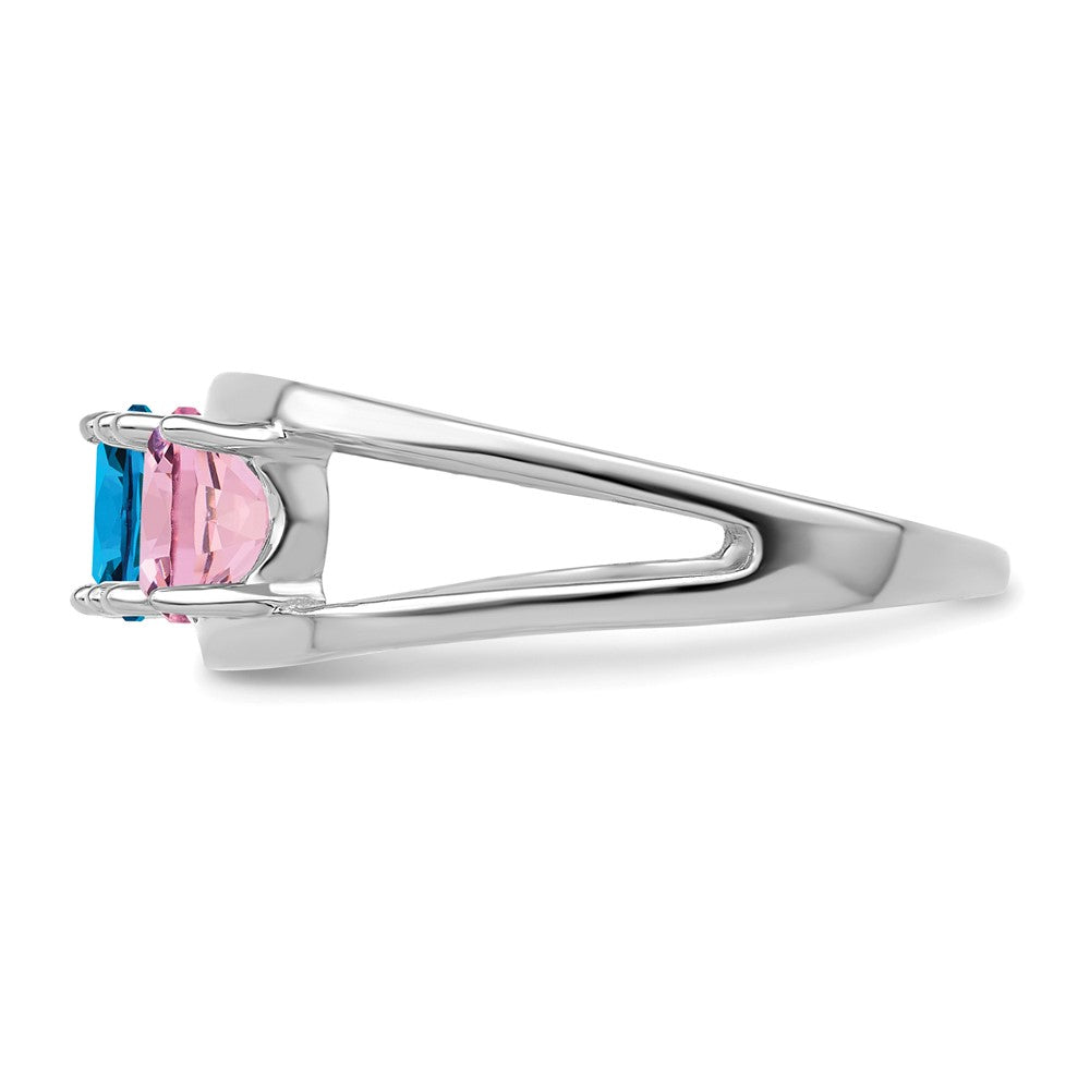Sterling Silver Rhodium-plated Synthetic 4 Stone Mother's Ring