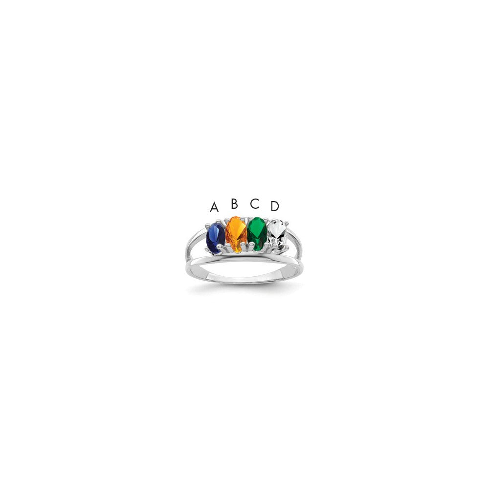 14k White Gold Genuine 4 Stone Mother's Ring