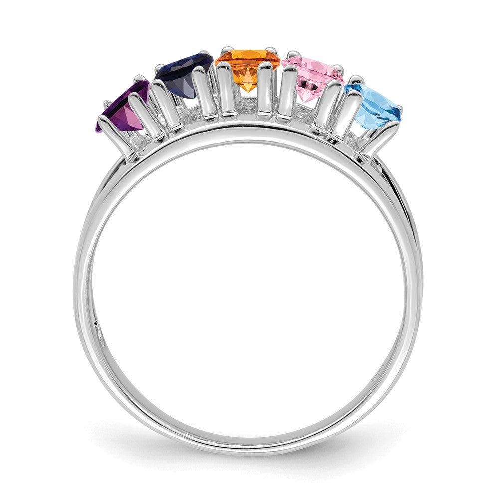 14k White Gold Genuine 5 Stone Mother's Ring