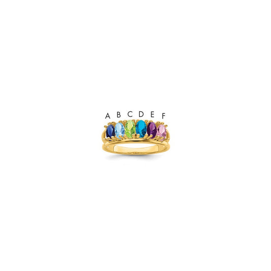 14k Genuine 6 Stone Mother's Ring
