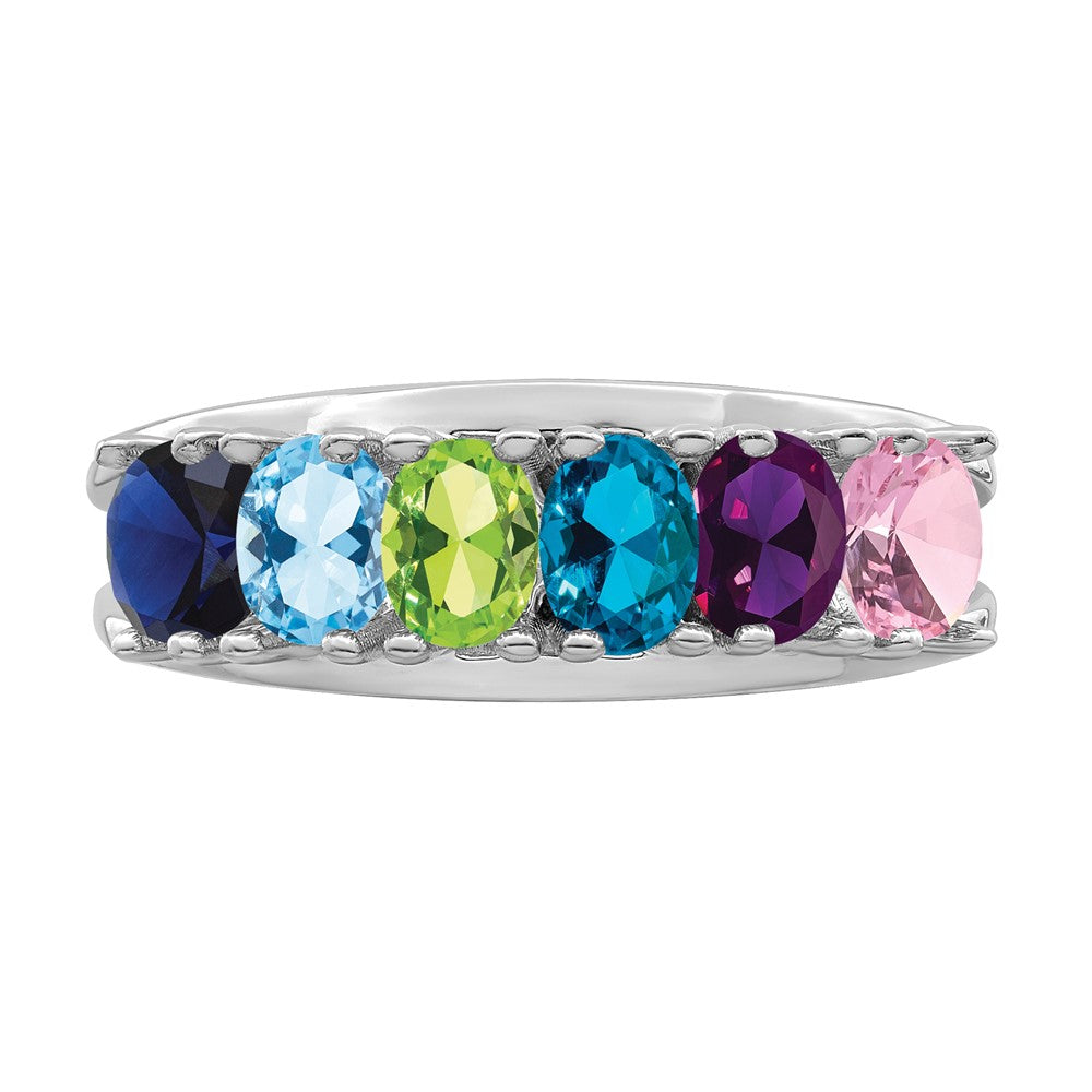 14k White Gold 5x3mm Oval Synthetic Family Jewelry Ring
