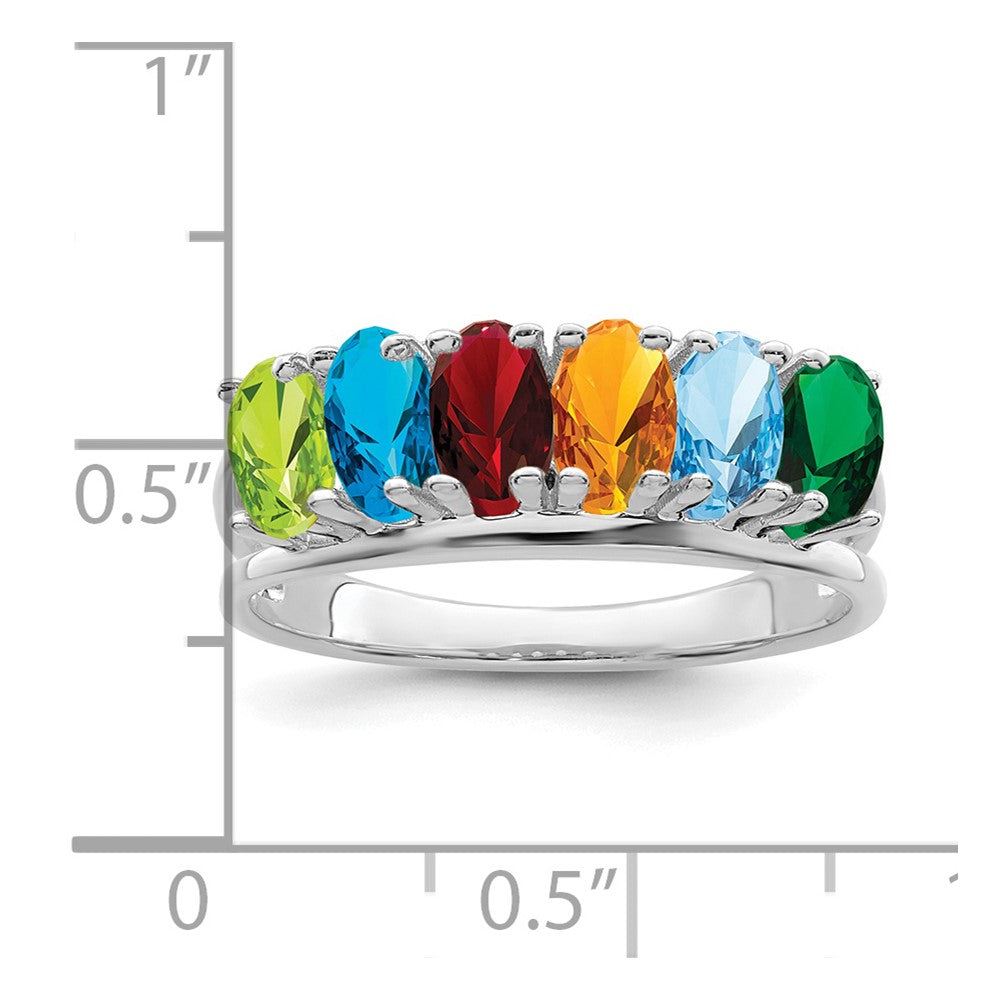 14k White Gold 5x3mm Oval Synthetic Family Jewelry Ring