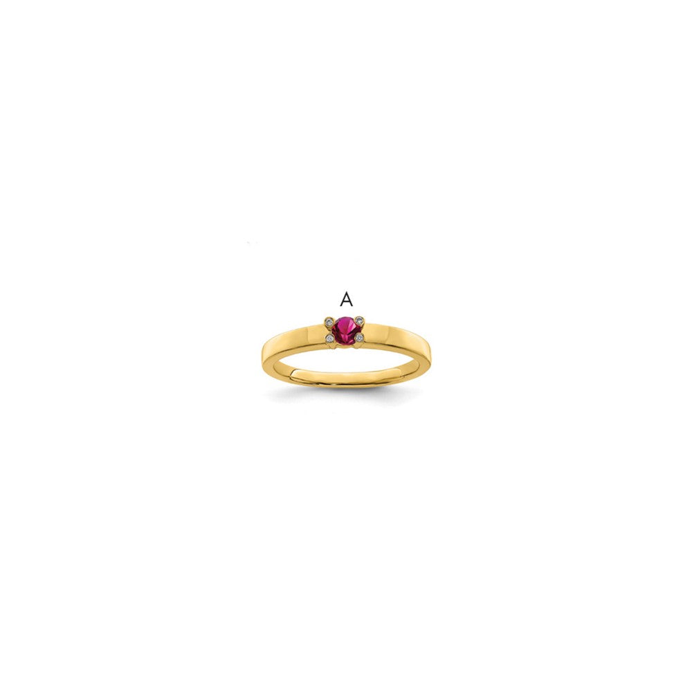 14K Family Jewelry Genuine Stone & Diamond Set Ring