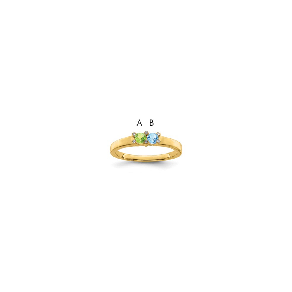 14K Family Jewelry Synthetic Stone & Diamond Set Ring