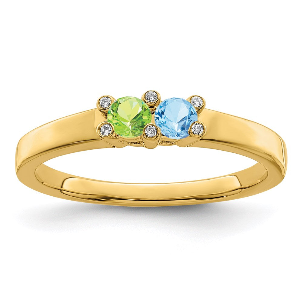 14K Family Jewelry Synthetic Stone & Diamond Set Ring