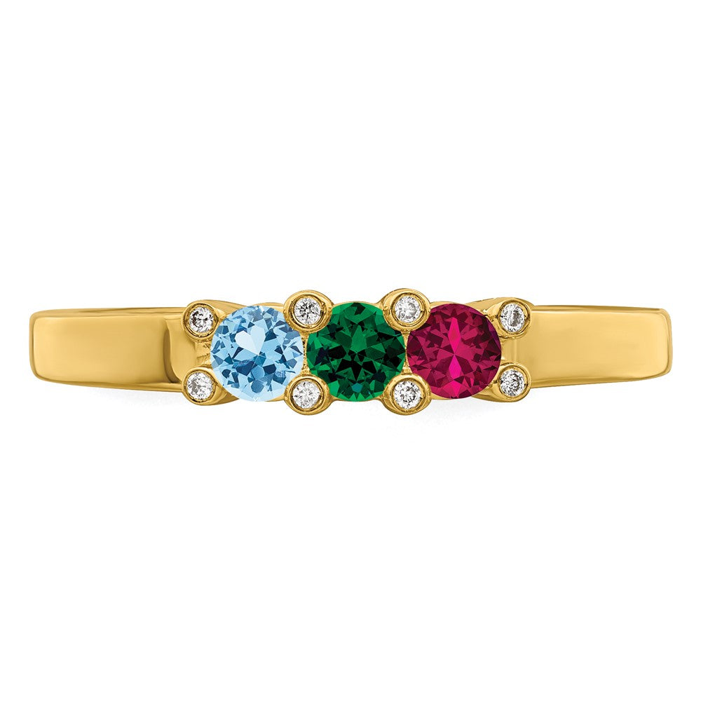 14K Family Jewelry Genuine Stone & Diamond Set Ring