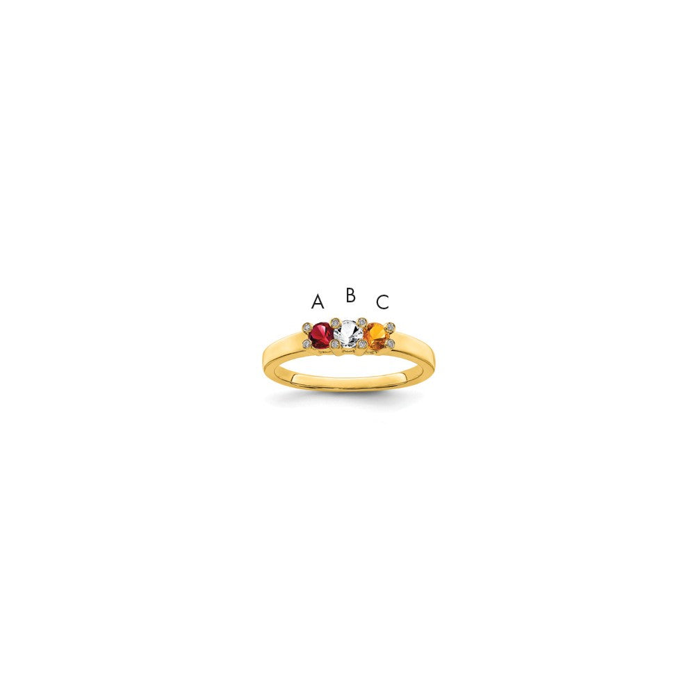14K Family Jewelry Synthetic Stone & Diamond Set Ring