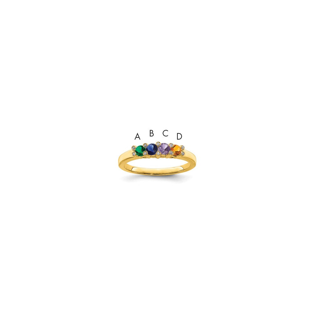 14K Family Jewelry Synthetic Stone & Diamond Set Ring