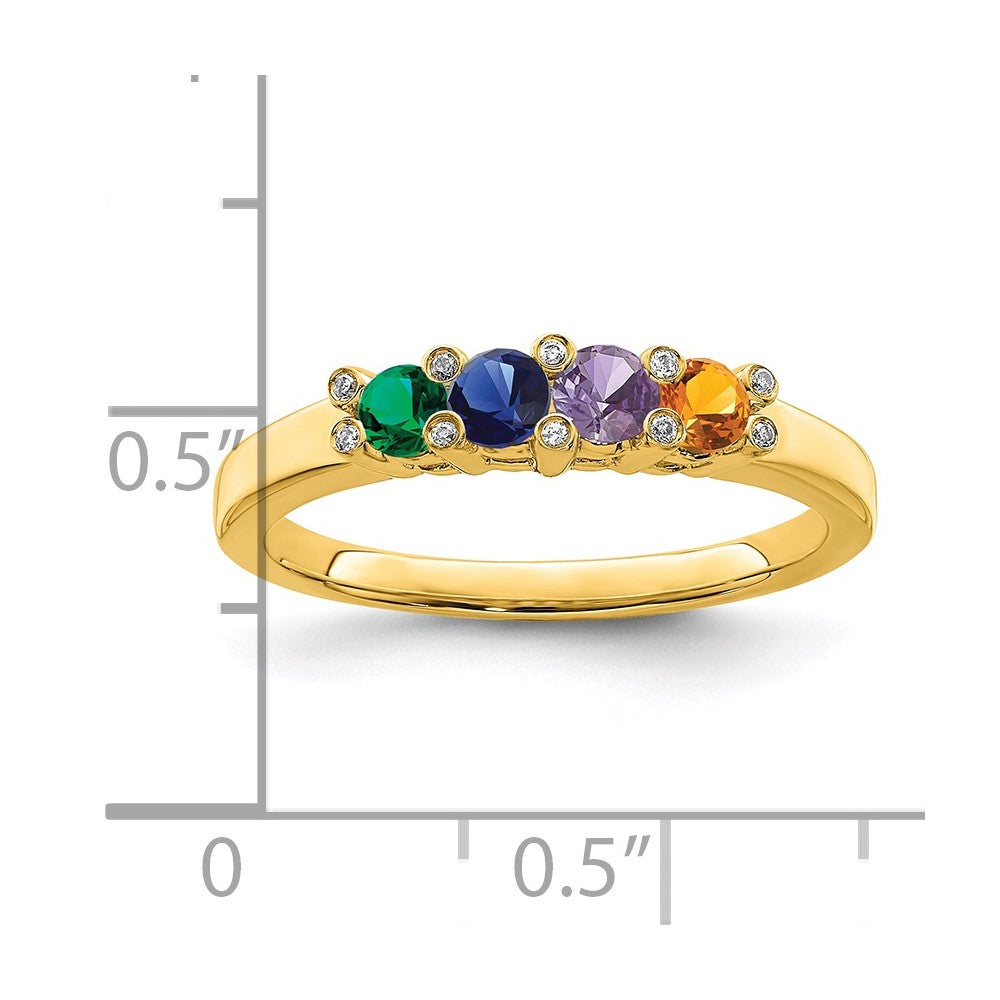 14K Family Jewelry Synthetic Stone & Diamond Set Ring