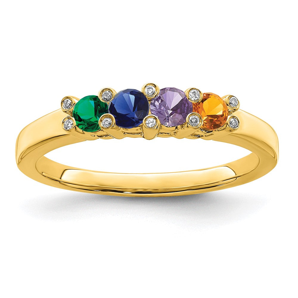 14K Family Jewelry Synthetic Stone & Diamond Set Ring