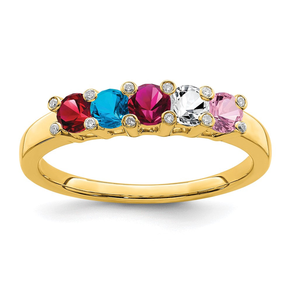 14K Family Jewelry Synthetic Stone & Diamond Set Ring