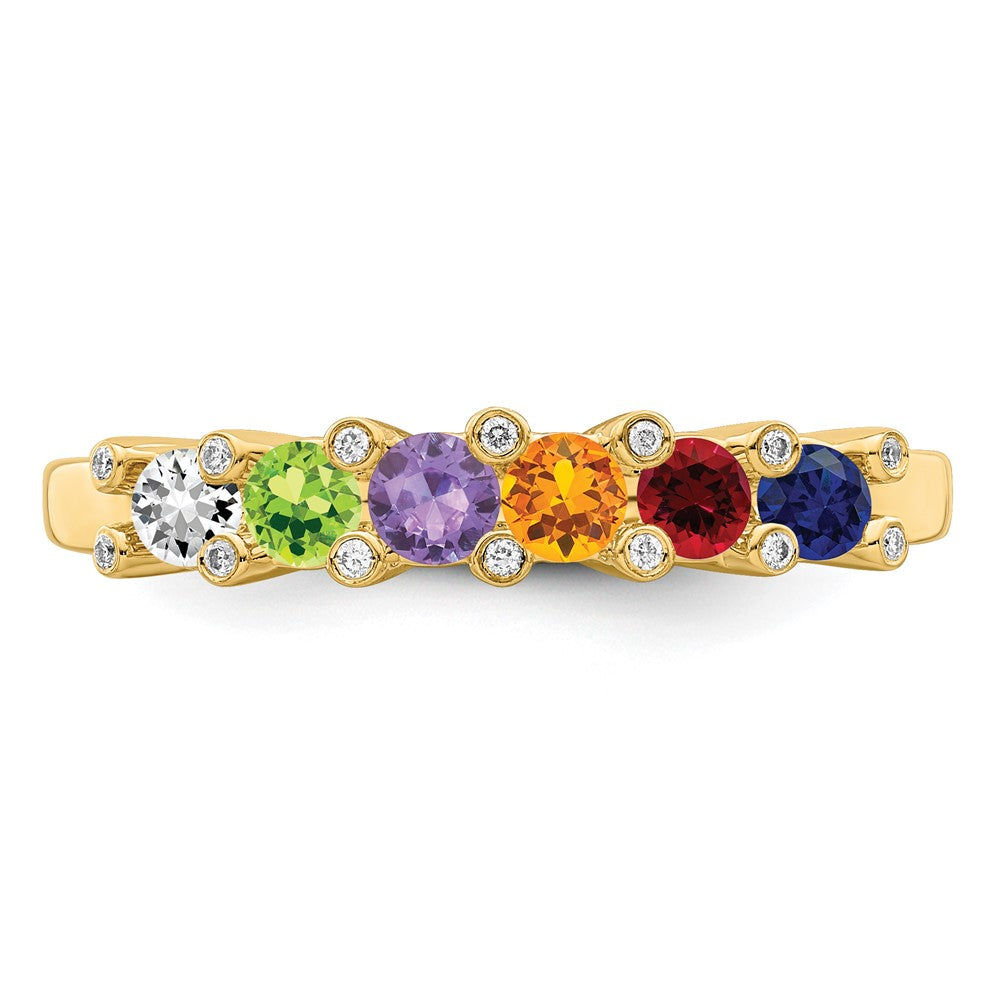 14K Family Jewelry Genuine Stone & Diamond Set Ring