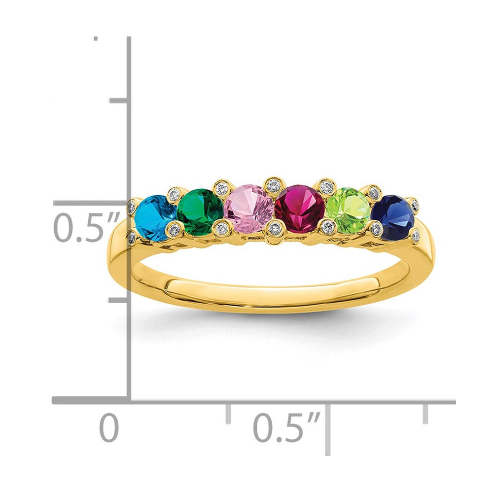 14K Family Jewelry Synthetic Stone & Diamond Set Ring
