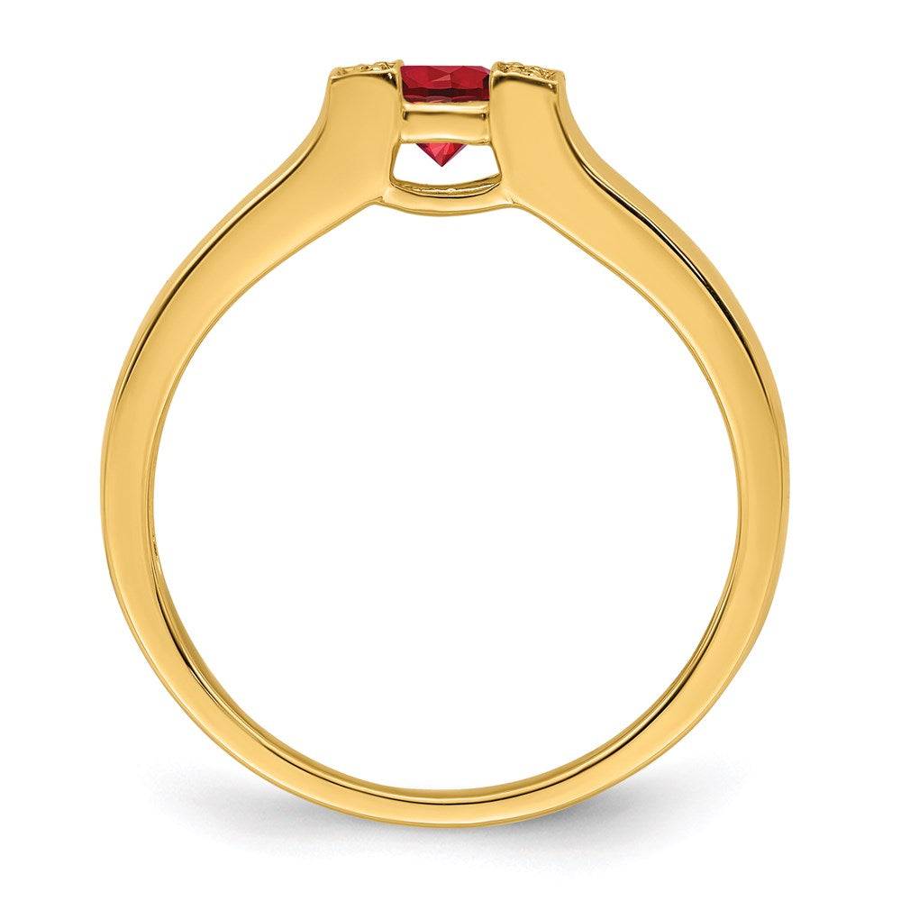 14K Family Jewelry Synthetic Stone & Diamond Set Ring