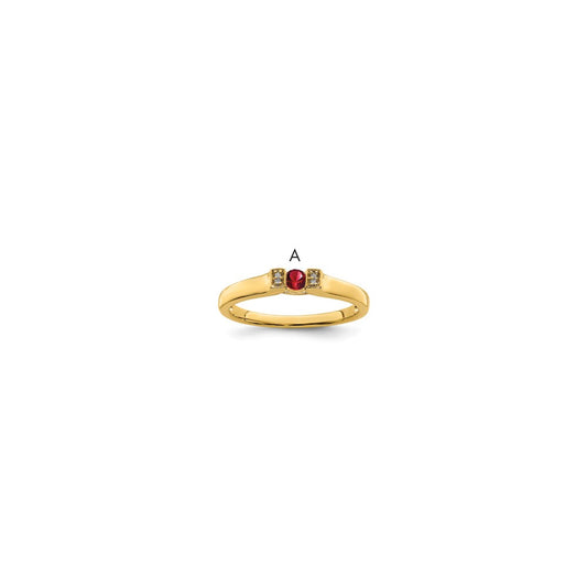 14K Family Jewelry Genuine Stone & Diamond Set Ring