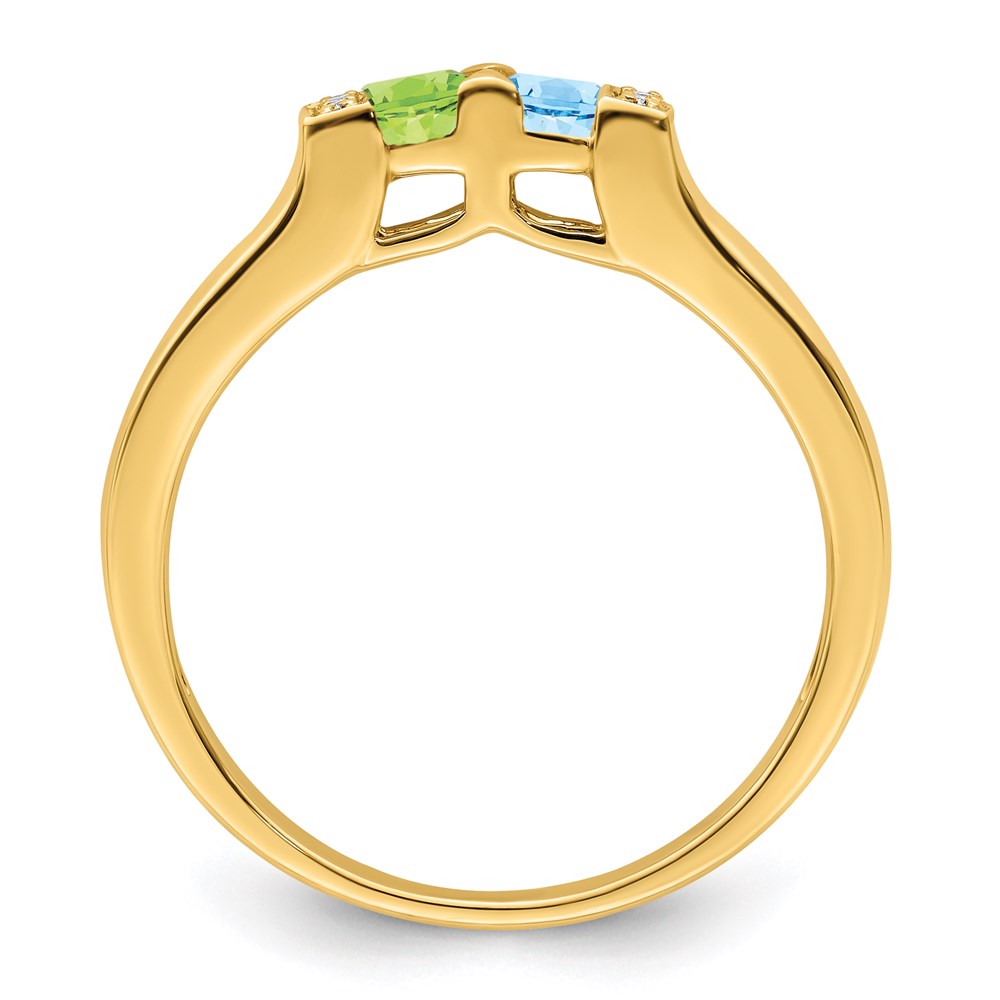 14K Family Jewelry Genuine Stone & Diamond Set Ring