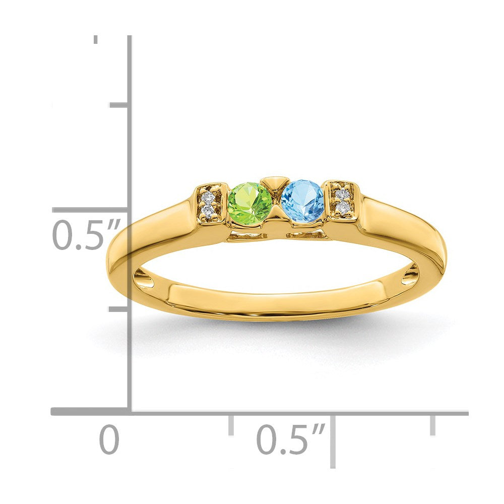 14K Family Jewelry Synthetic Stone & Diamond Set Ring