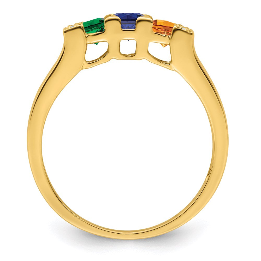14K Family Jewelry Synthetic Stone & Diamond Set Ring