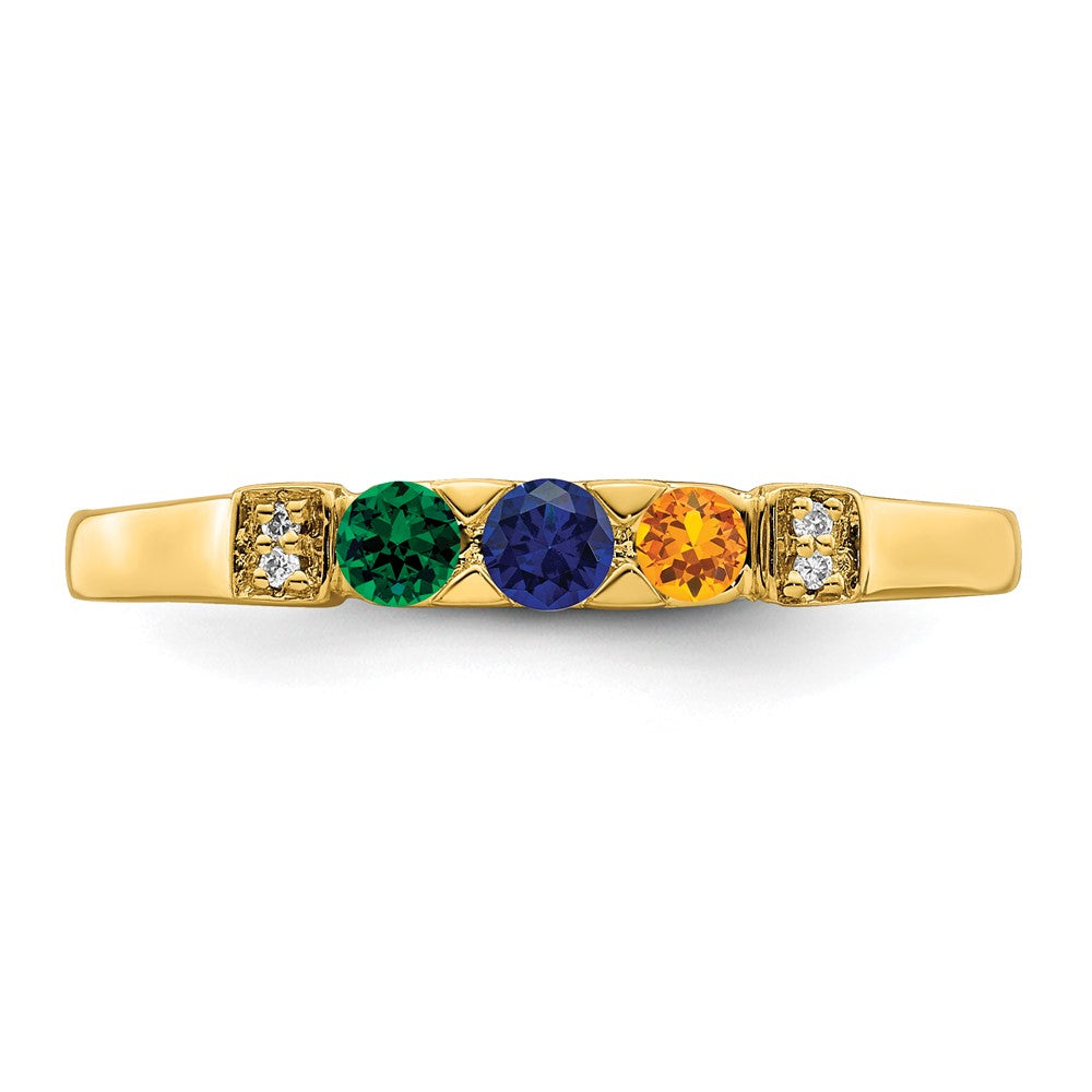 14K Family Jewelry Genuine Stone & Diamond Set Ring