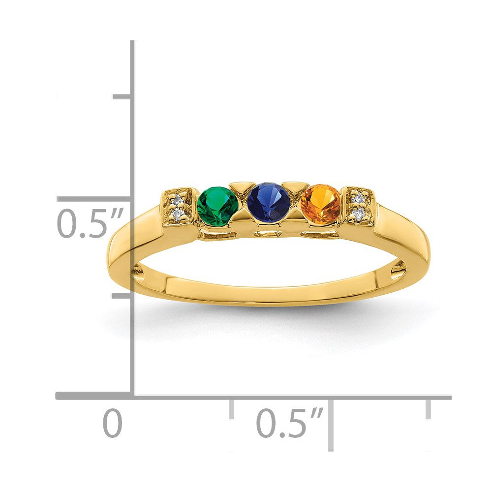 14K Family Jewelry Genuine Stone & Diamond Set Ring