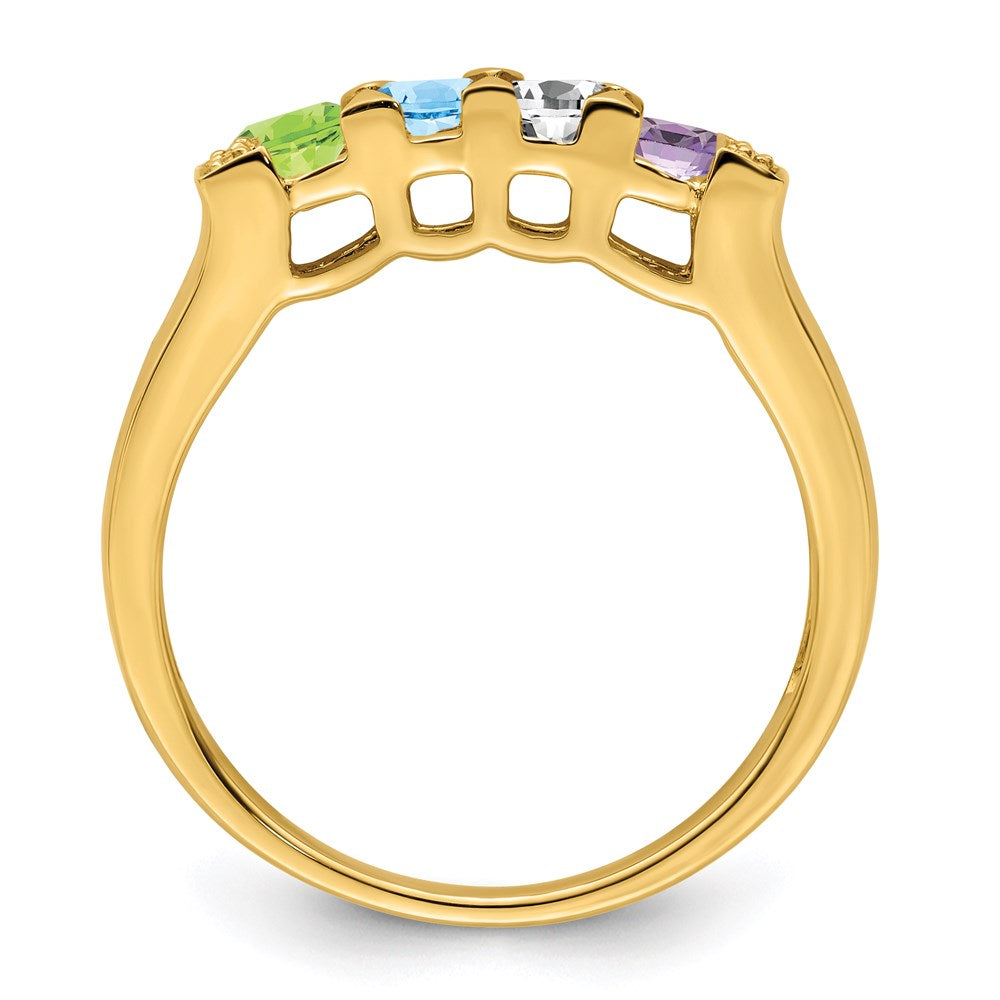 14K Family Jewelry Genuine Stone & Diamond Set Ring
