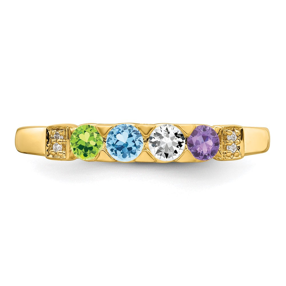14K Family Jewelry Genuine Stone & Diamond Set Ring