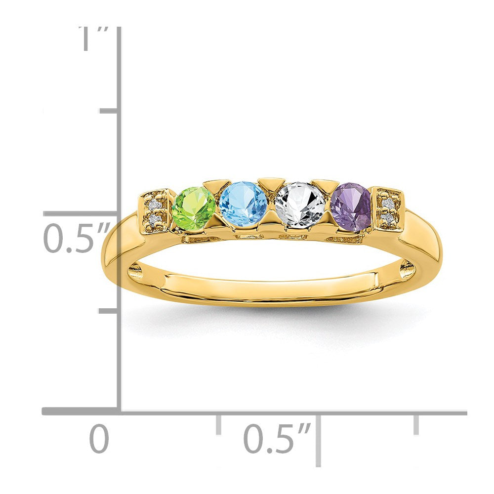 14K Family Jewelry Synthetic Stone & Diamond Set Ring