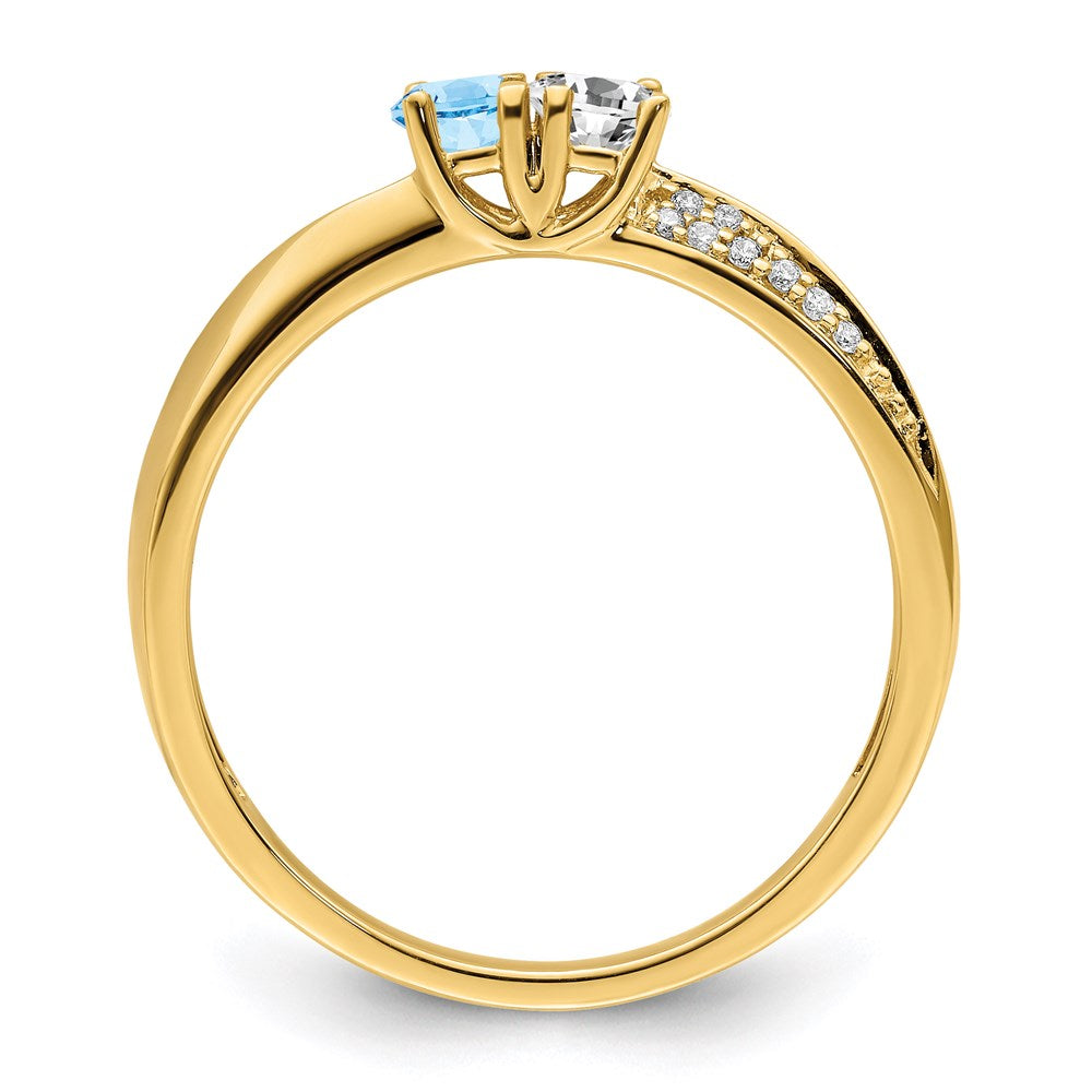 14K Family Jewelry Genuine Stone & Diamond Set Ring