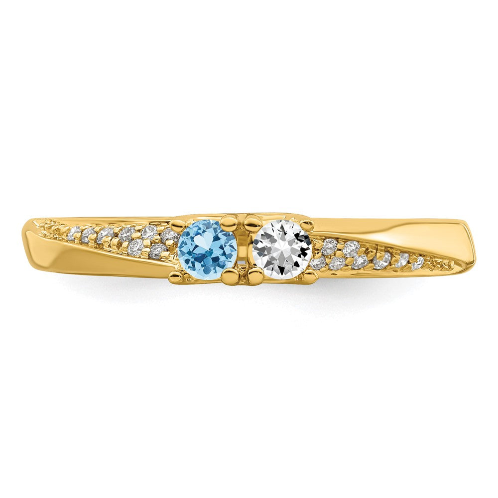 14K Family Jewelry Genuine Stone & Diamond Set Ring