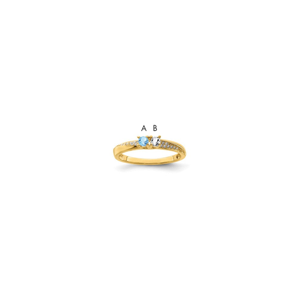 14K Family Jewelry Genuine Stone & Diamond Set Ring