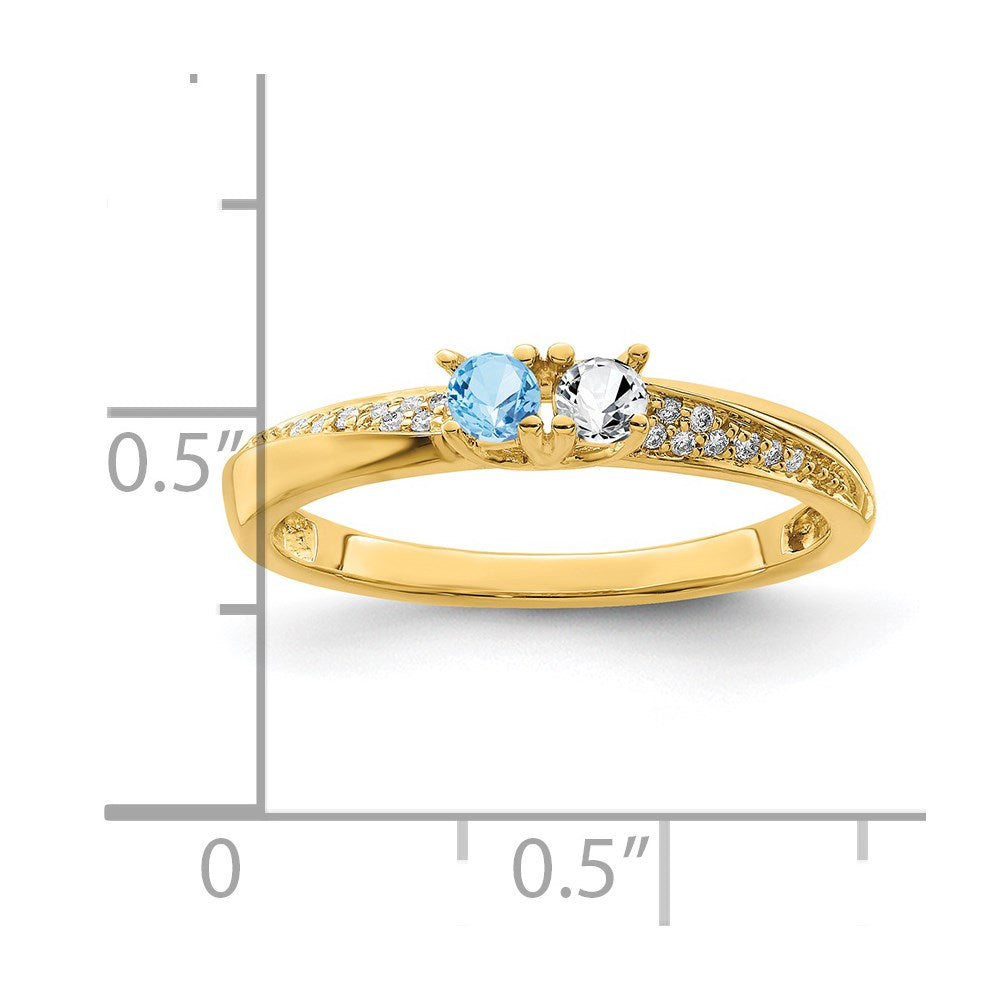14K Family Jewelry Genuine Stone & Diamond Set Ring