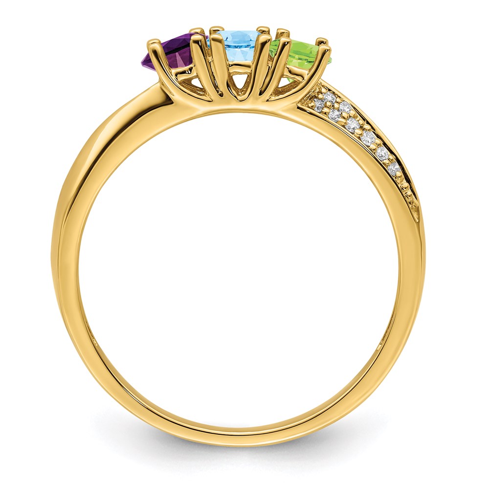 14K Family Jewelry Genuine Stone & Diamond Set Ring