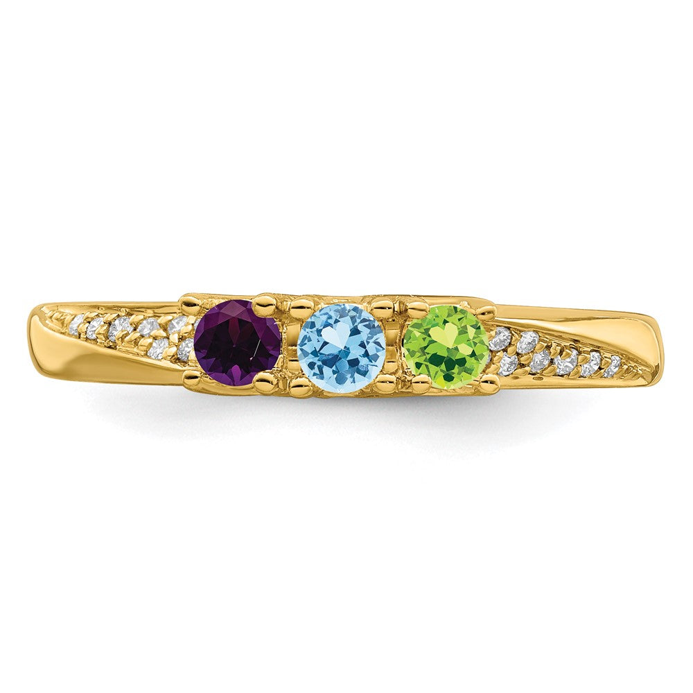 14K Family Jewelry Genuine Stone & Diamond Set Ring