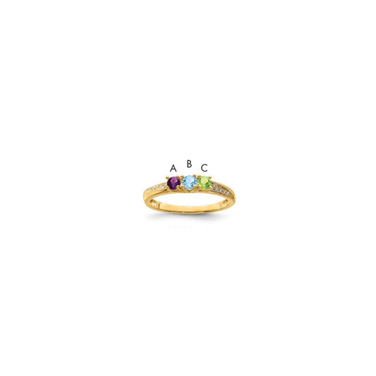 14K Family Jewelry Genuine Stone & Diamond Set Ring