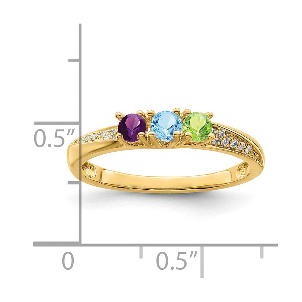 14K Family Jewelry Genuine Stone & Diamond Set Ring