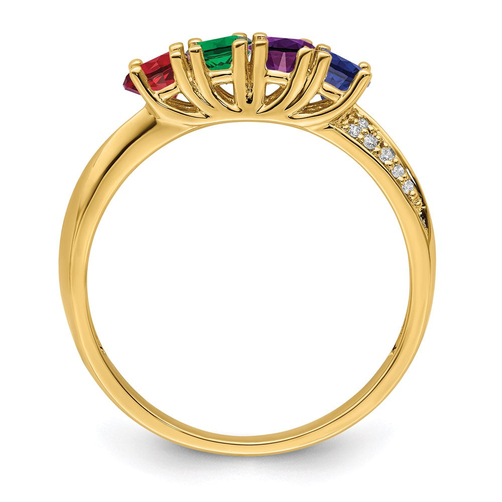14K Family Jewelry Synthetic Stone & Diamond Set Ring
