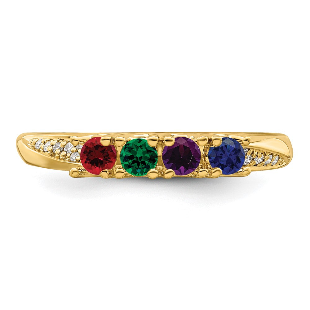 14K Family Jewelry Synthetic Stone & Diamond Set Ring