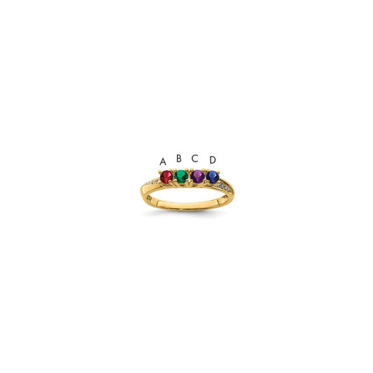 14K Family Jewelry Genuine Stone & Diamond Set Ring