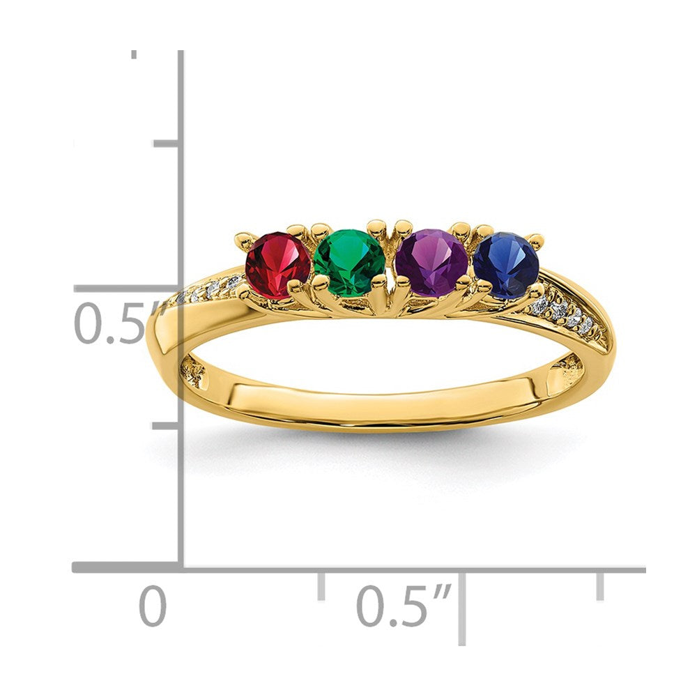 14K Family Jewelry Synthetic Stone & Diamond Set Ring