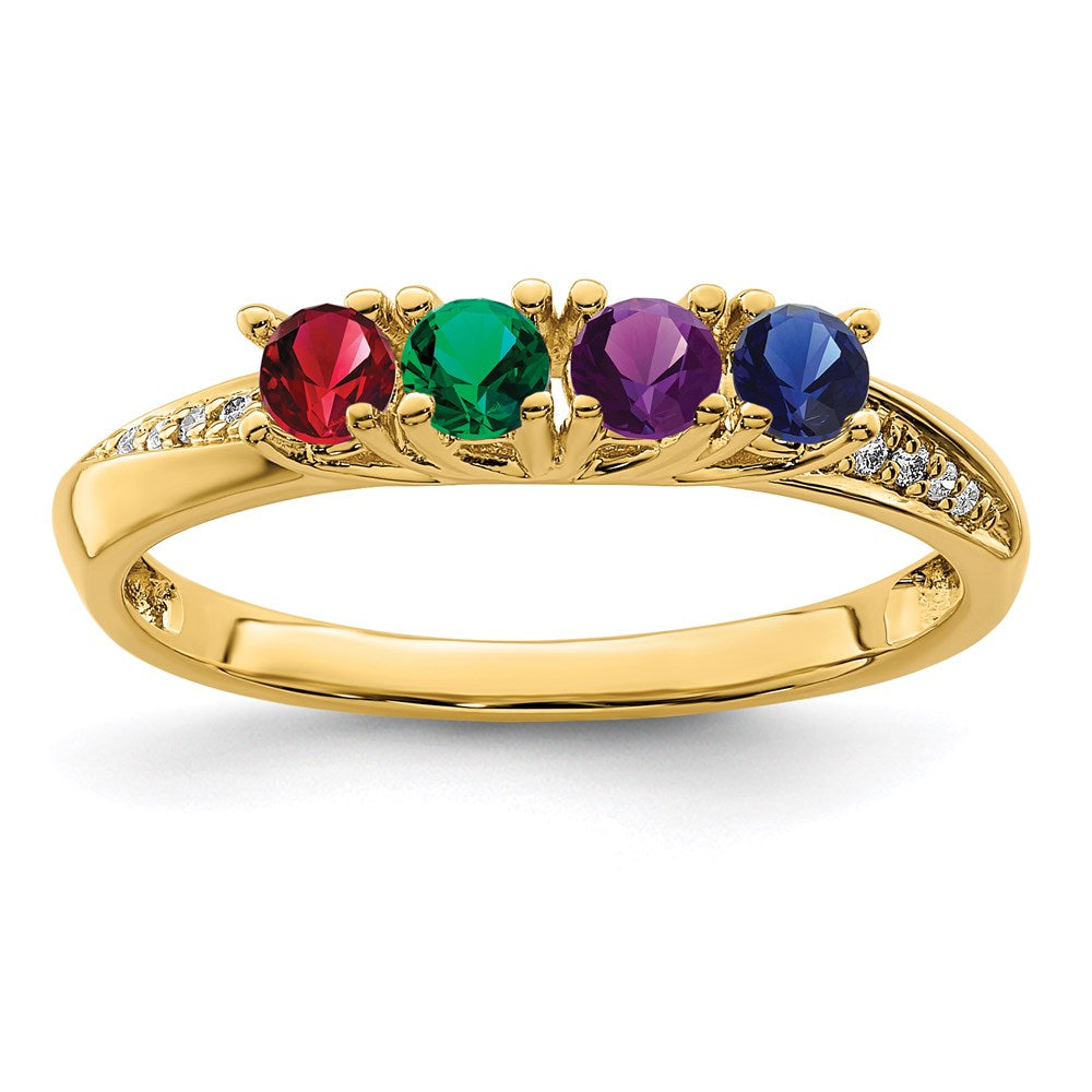 14K Family Jewelry Synthetic Stone & Diamond Set Ring