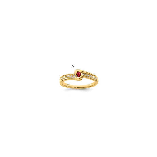 14K Family Jewelry Synthetic Stone & Diamond Set Ring