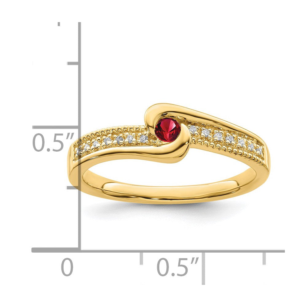 14K Family Jewelry Synthetic Stone & Diamond Set Ring
