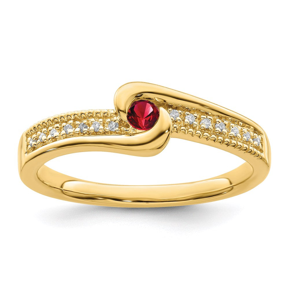 14K Family Jewelry Synthetic Stone & Diamond Set Ring