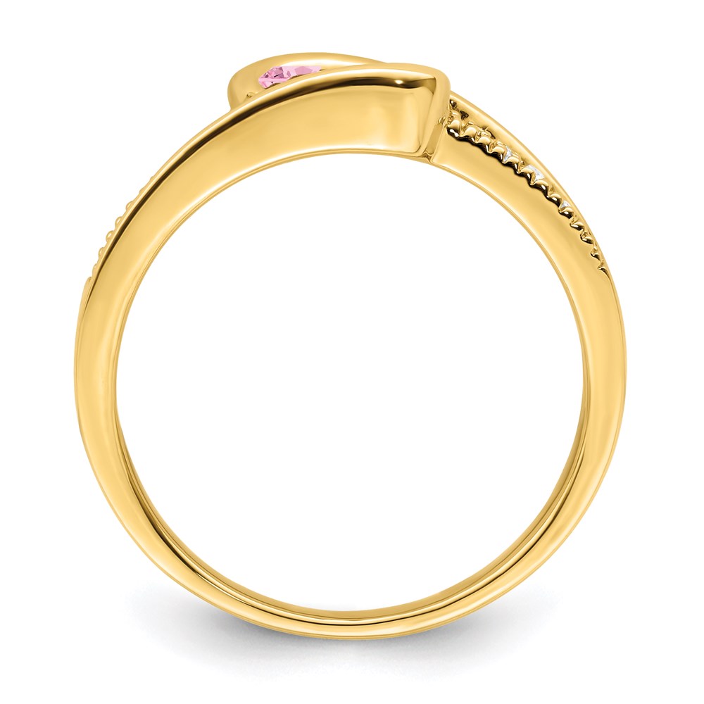 14K Family Jewelry Synthetic Stone & Diamond Set Ring