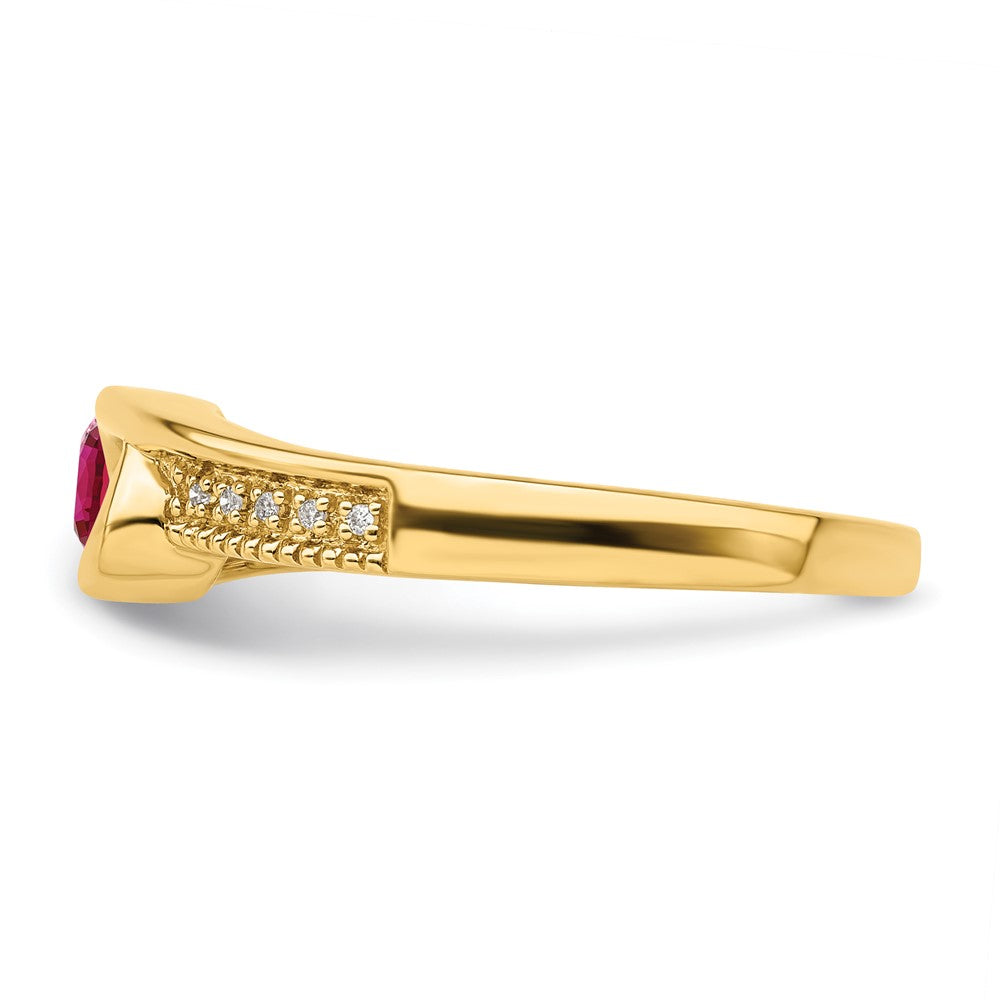 14K Family Jewelry Synthetic Stone & Diamond Set Ring