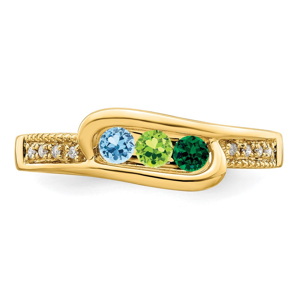 14K Family Jewelry Genuine Stone & Diamond Set Ring